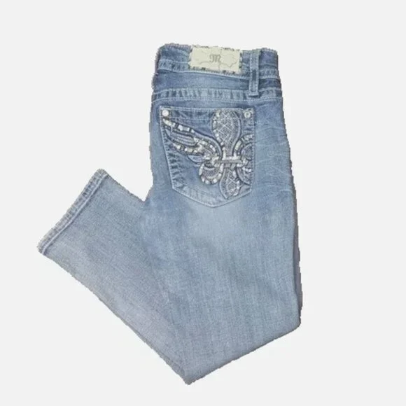 Miss Me Capri Jeans Sz 28 Fleua de Lis M3532 - Picture 12 of 12